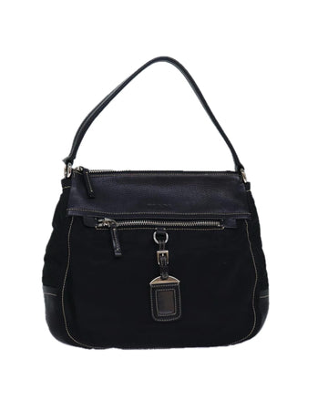 Nylon Shoulder Bag with Adjustable Strap and Multiple Compartments