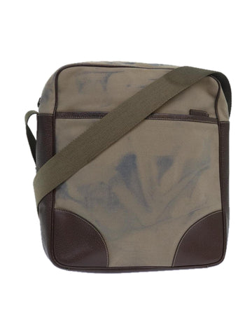 Canvas Leather Shoulder Bag with Silver Accents