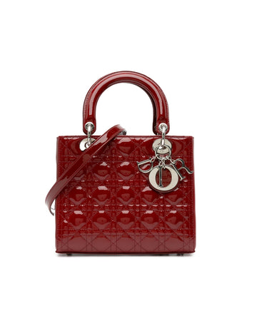 Medium Patent Cannage Quilted Leather Bag with Detachable Strap