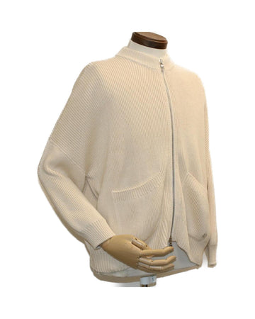 LOUIS VUITTON Cable Knit Zip-Up Cardigan Beige Men's Sweater