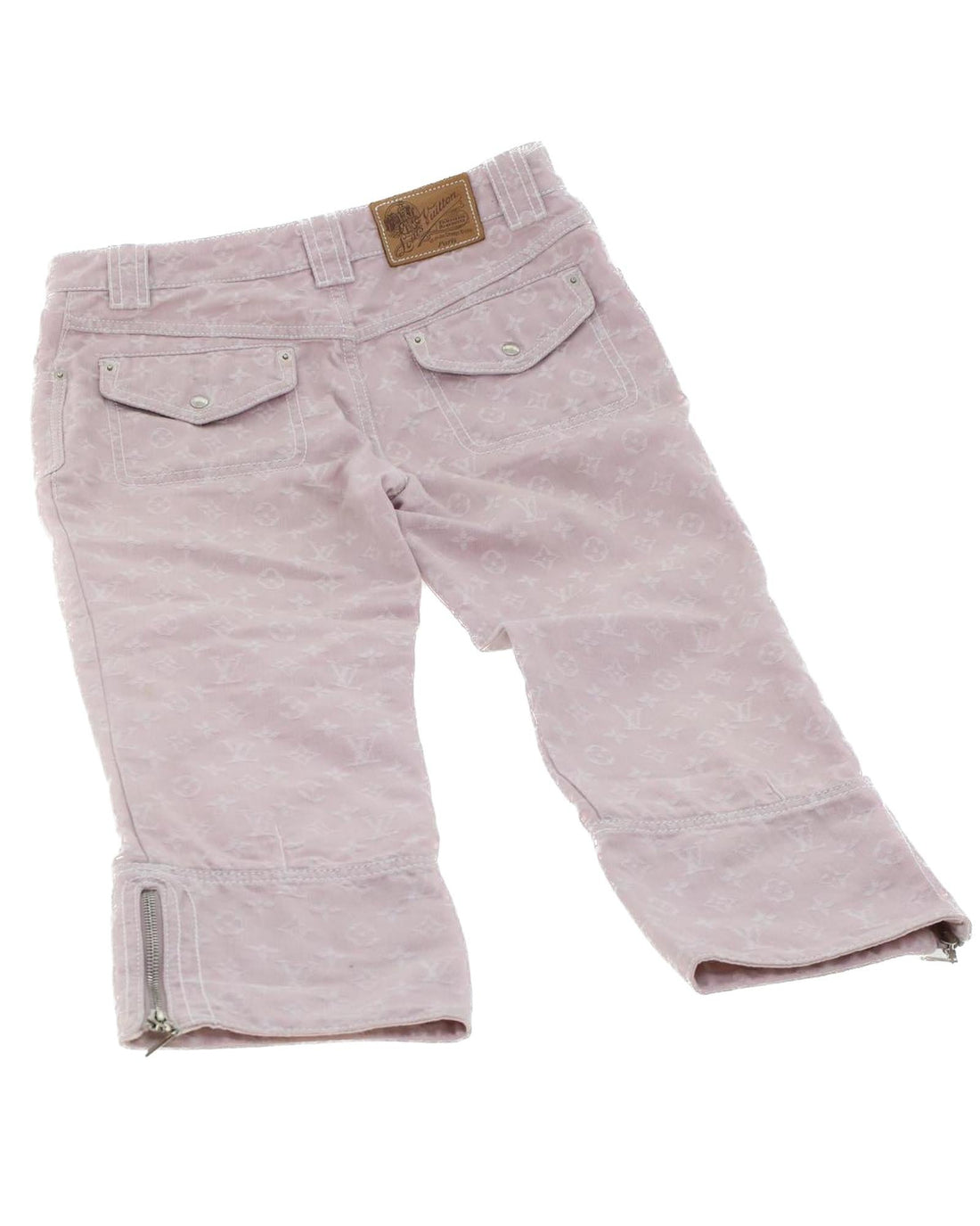 LOUIS VUITTON Monogram Denim Cropped Jeans Pink