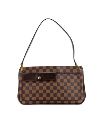Damier Ebene Canvas Bag with Leather Trim and Exterior Slip Compartments