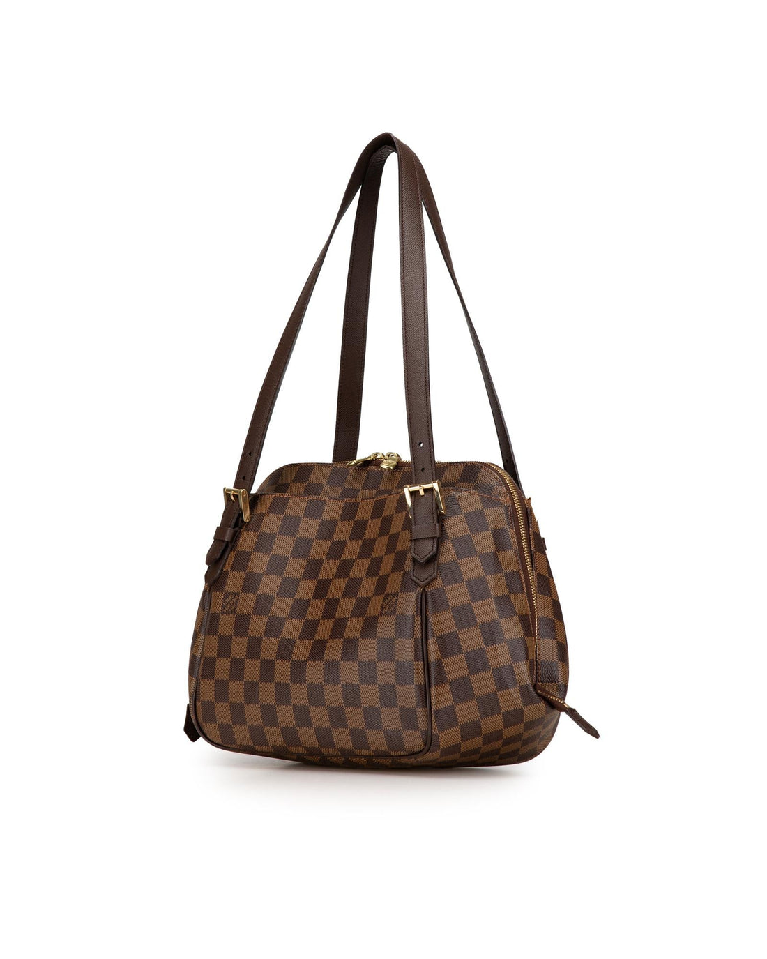 Damier Ebene Canvas Tote with Leather Trim and Slip Pockets