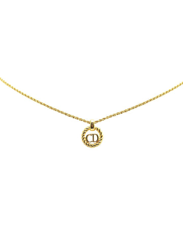 Gold Plated CD Logo Pendant Necklace with Spring Ring Closure