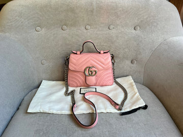 Gucci GG Pink Pink Marmont Mini Top Handle Bag (RRP £1,890)