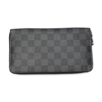 LOUIS VUITTON Long Wallet Purse N63077 Damier Grafitto Canvas black Zip Around Damier Graphite Zippy Organizer mens Used