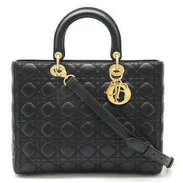 Lady Dior Medium Tote Black Lambskin