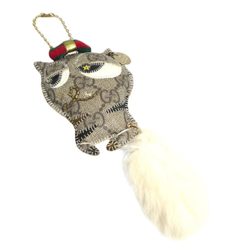 Gucci Cat Keychain Beige GG Supreme