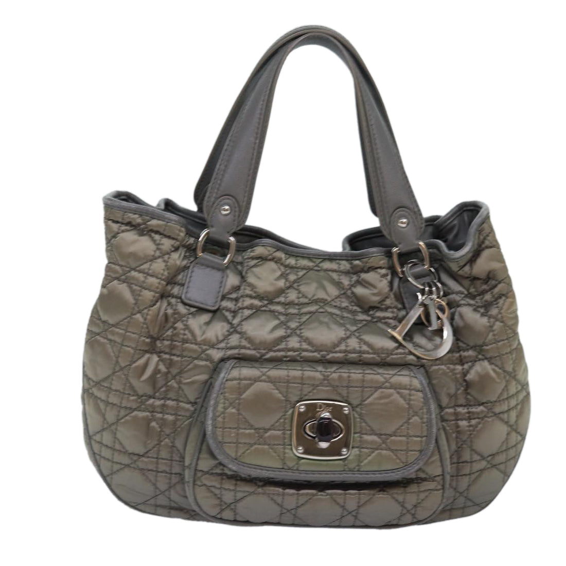 Quilted Nylon Tote Gray