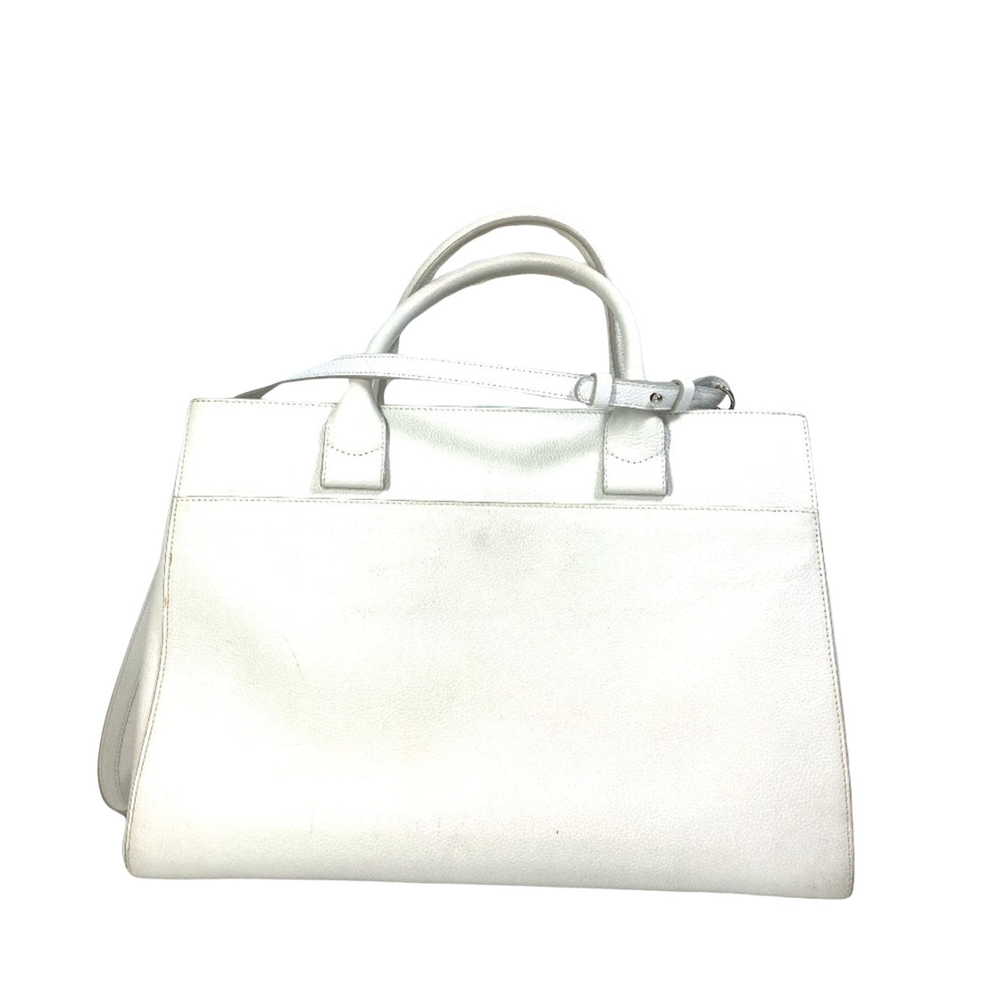 White Leather Tote Bag Classic Style