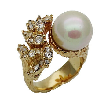 Pearl and Crystal Ring Vintage Style