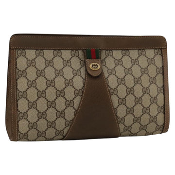 Vintage GG Supreme Clutch Brown Leather