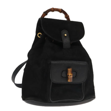 Suede Bamboo Handle Tote Bag