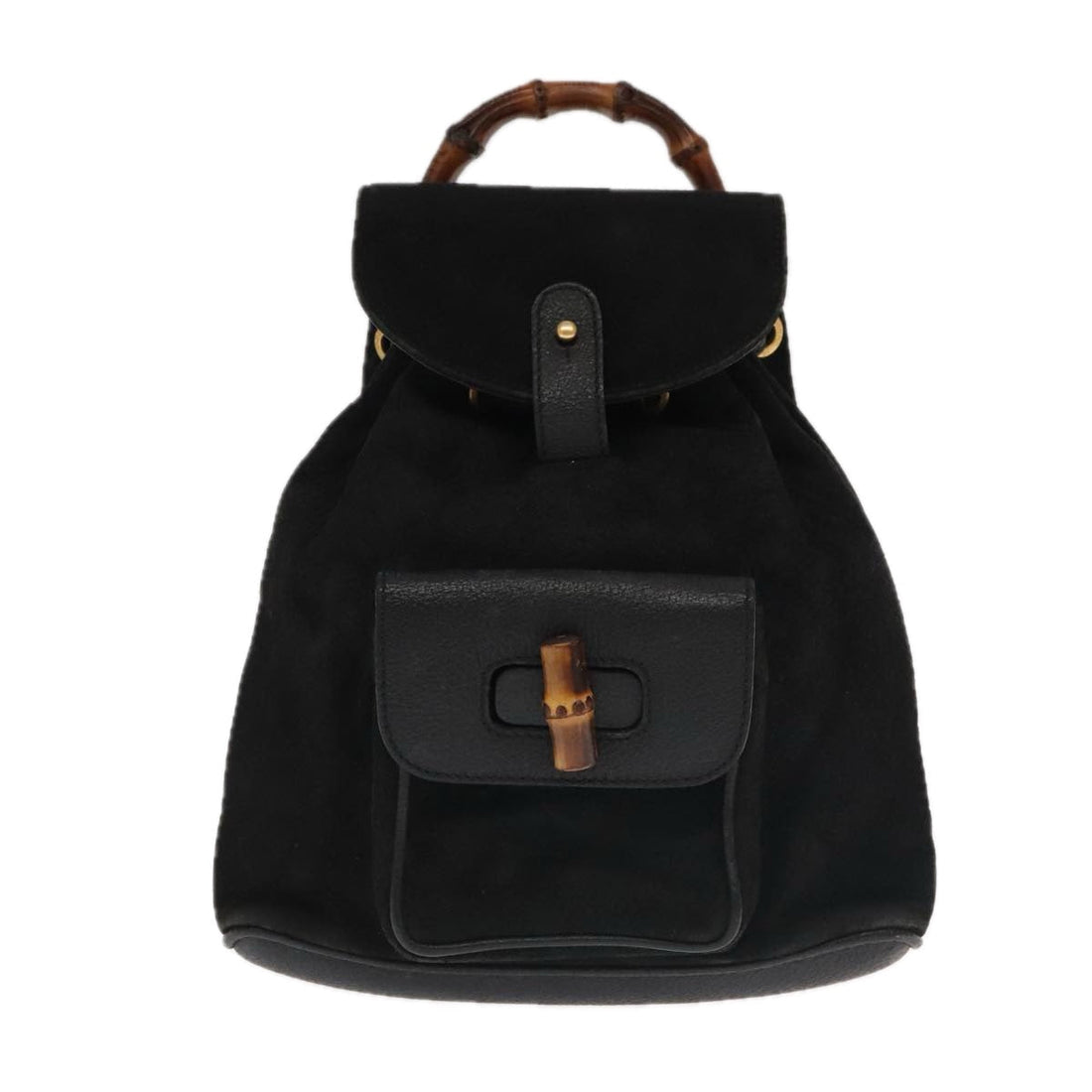 Suede Bamboo Handle Tote Bag