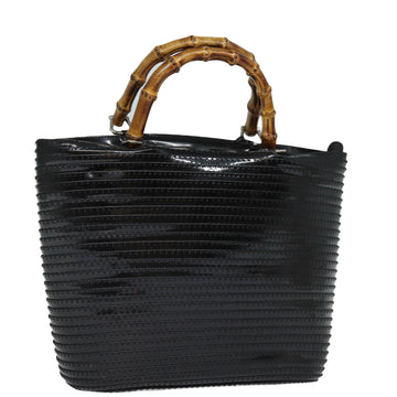 Bamboo Handle Top Handle Bag Patent Leather
