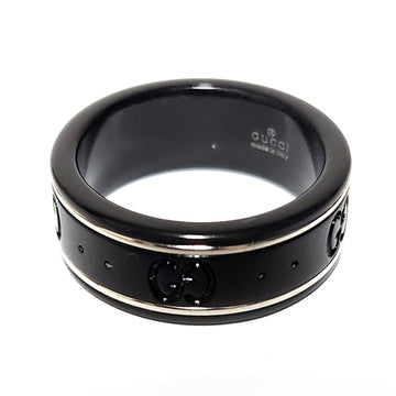 Black Ceramic Ring GG Logo Band