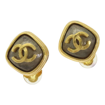 Grey Resin CC Logo Clipon Earrings