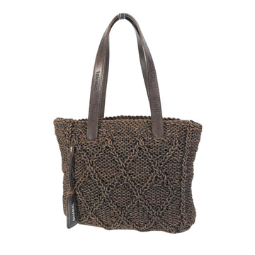 Knitted Raffia Tote Bag Brown