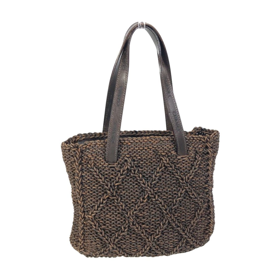 Knitted Raffia Tote Bag Brown