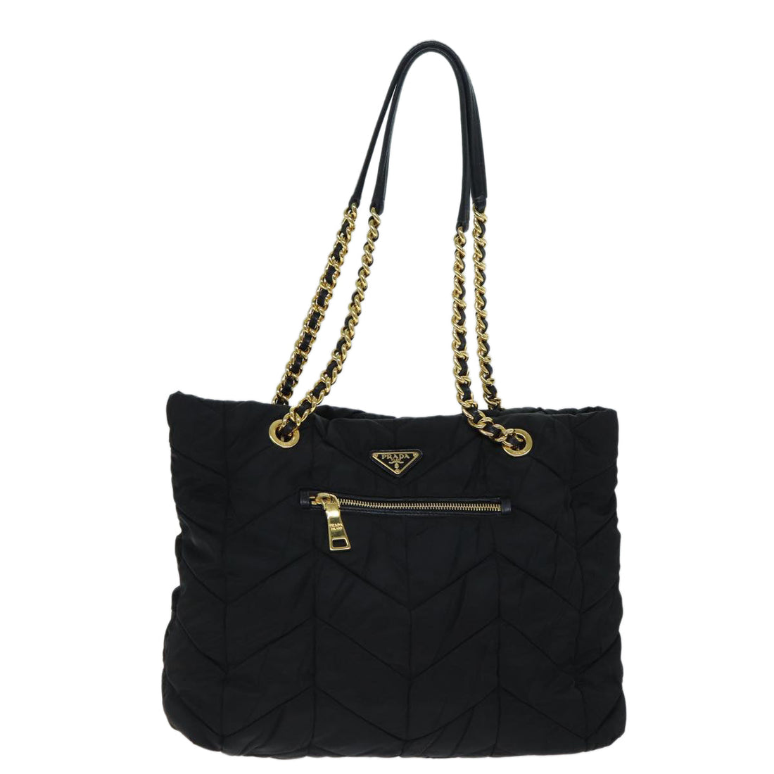 Chevron Quilted Tote Chain Bag