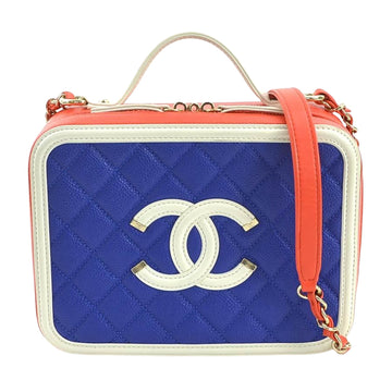 Chanel Vanity Case Blue Red Beige