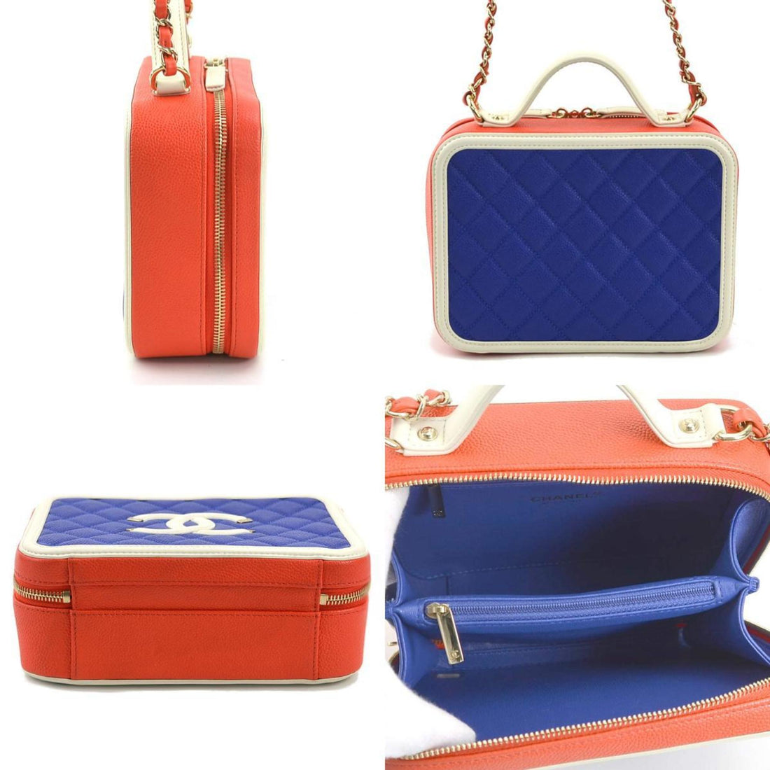 Chanel Vanity Case Blue Red Beige