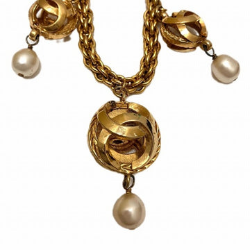 Vintage Pearl Necklace Gold Chain CC Charm
