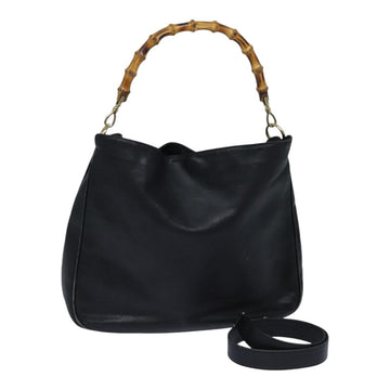 Bamboo Shopper Black Leather Handbag