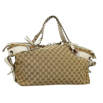 GG Plus Bamboo Tote BeigeWhite