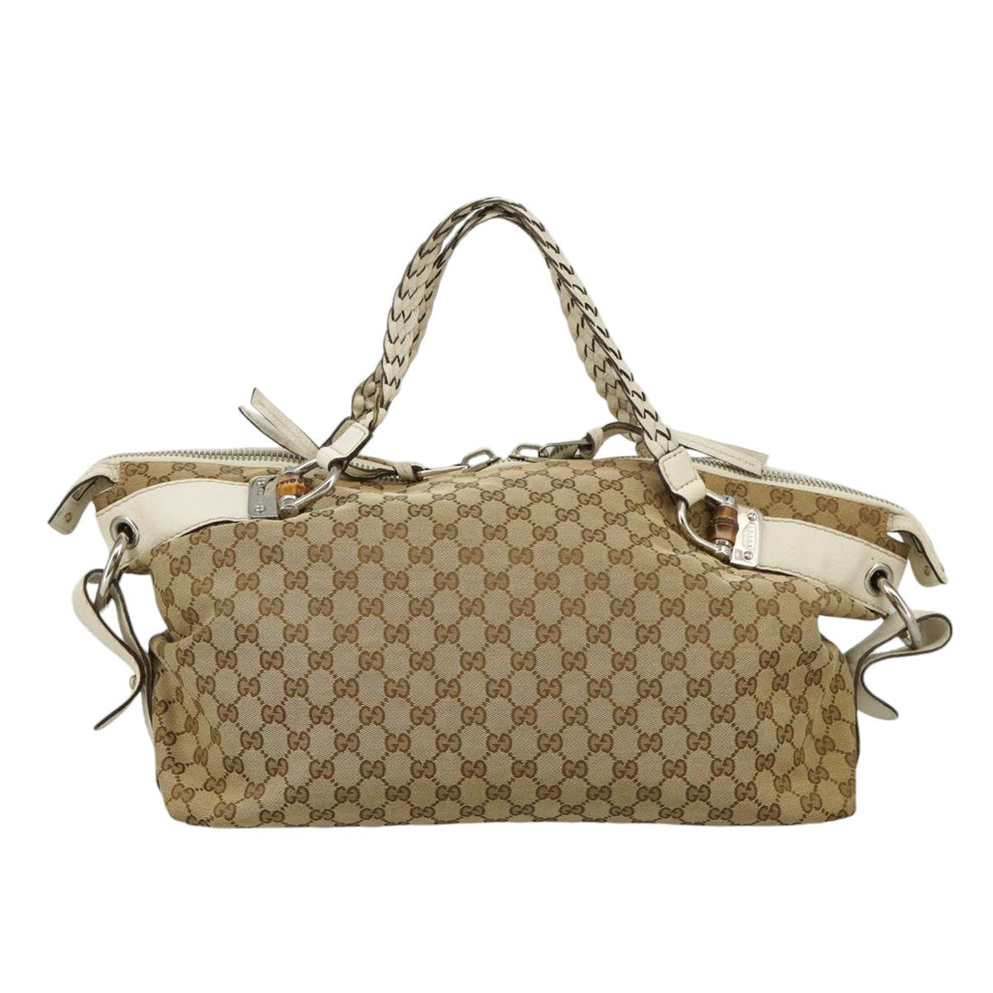 GG Plus Bamboo Tote BeigeWhite