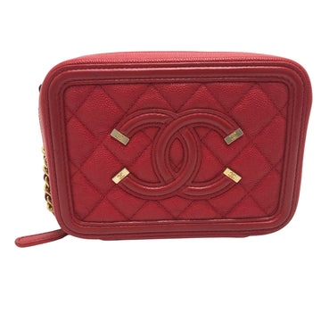 Classic Wallet on Chain Red Quilted Leather