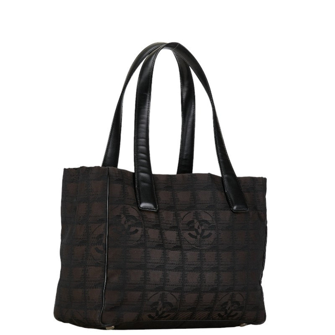 Quilted Tote Bag Brown Canvas
