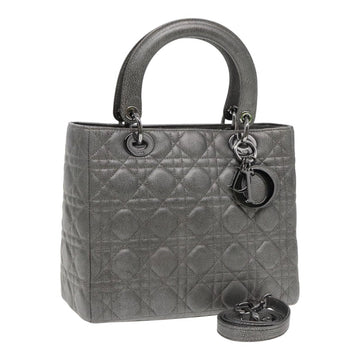 Lady Dior Quilted Tote Grey Lambskin