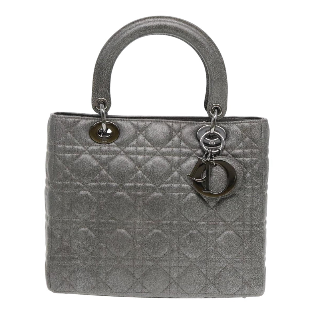 Lady Dior Quilted Tote Grey Lambskin