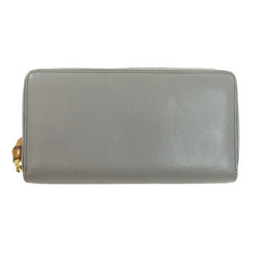 Zip Around Wallet Grey Leather