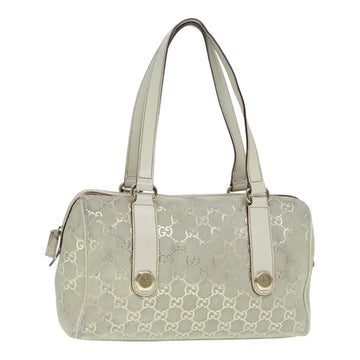 GG Suede Boston Bag OffWhite