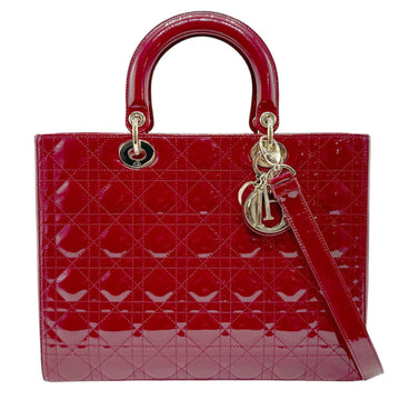 Lady Dior Patent Tote Red