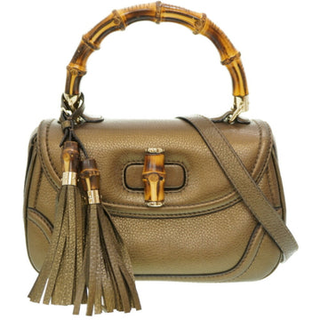 Bamboo Leather Shoulder Bag with Charm and Dust Bag