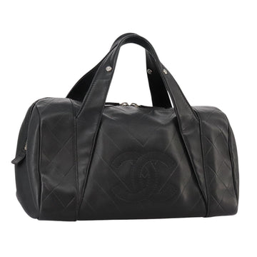 Leather Handbag with CC Logo and Metal Accents