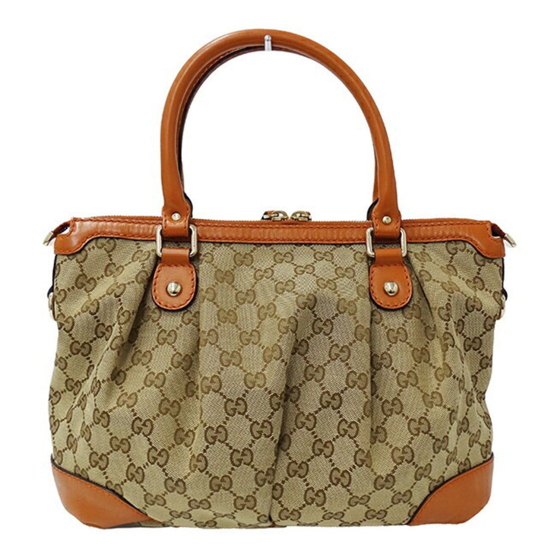 GG Plus Tote BeigeBrown Leather Trim
