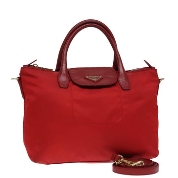 Tessuto Vela Red Nylon Leather Handbag