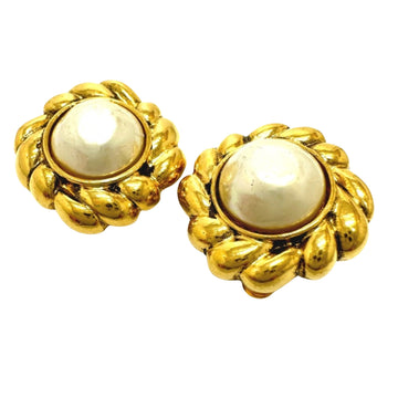 Pearl Earrings Gold Rope Design