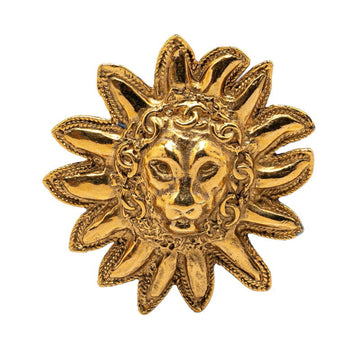 Lion Head Brooch Gold