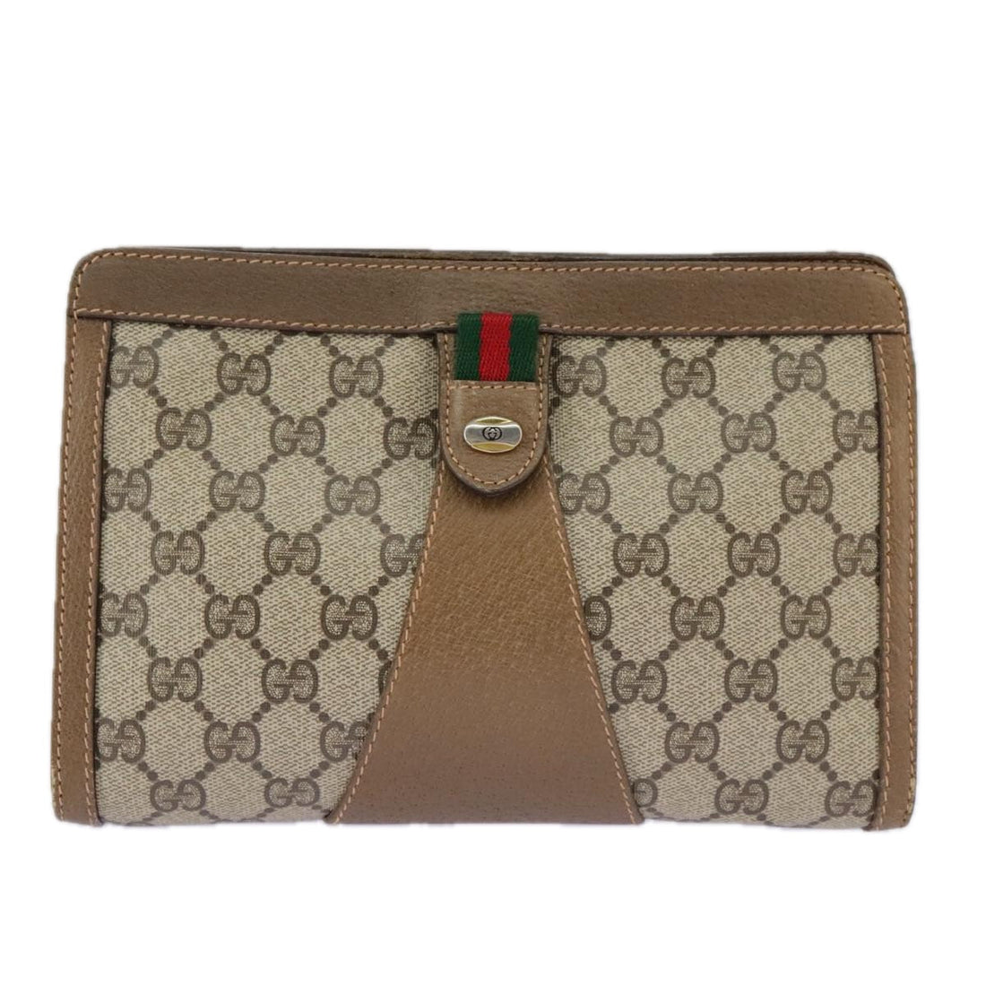 GG Monogram Clutch Brown Leather