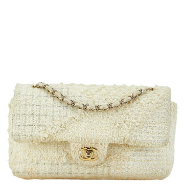 Tweed Handbag with Metal Fittings and Inner Pocket
