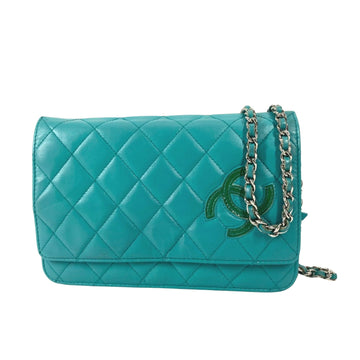 Chanel Classic Wallet on Chain Turquoise Quilted Lambskin