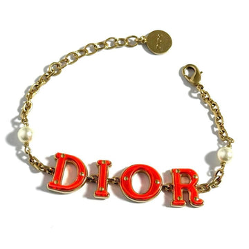 DIOR Bracelet Red Enamel Pearl Charm