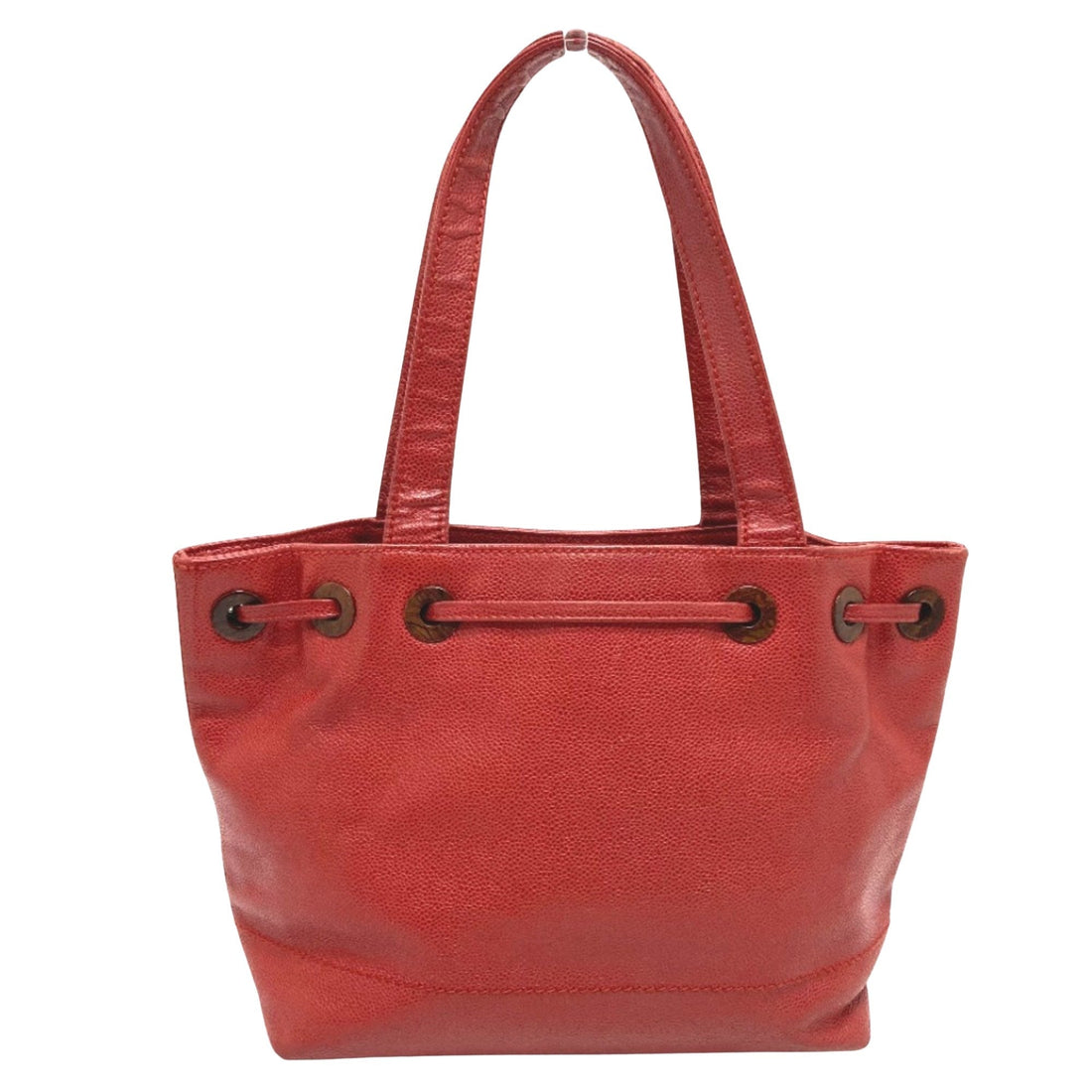 Red Caviar Leather Tote Bag