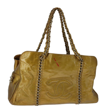 Chanel Gold Leather Tote Braided Chain