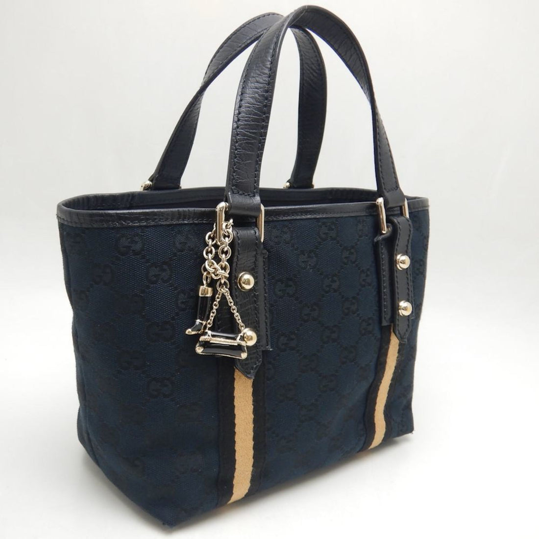 GG Canvas Designer Tote Bag with Charm and Dust Bag
